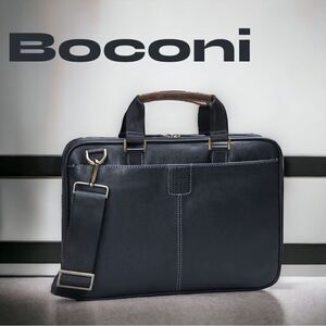 BOCONI Bags l Black l Genuine Leather l Briefcase Laptop Bag l Shoulder strap